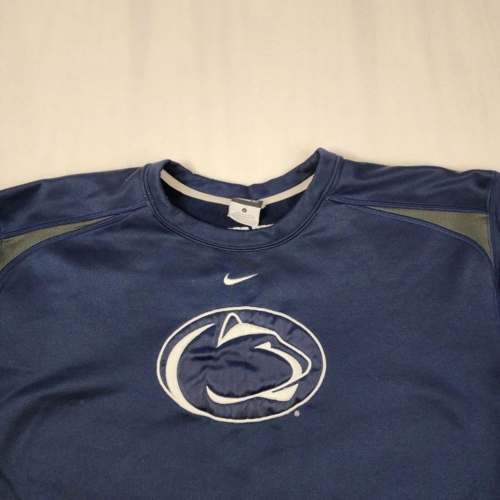 Penn State Nittany Lions‎ Sweatshirt Nike Therma Fit Fleece Mens Size Large Blue